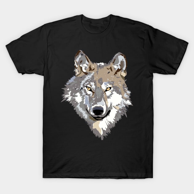 Cute Wolf Illustrated Animal Face T-Shirt by Nirvanibex